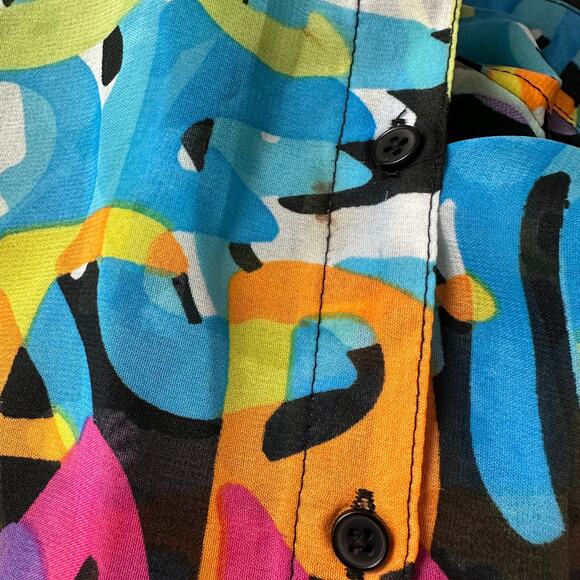 Live 4 Truth Button Front Tunic Womens M Multicolor Graffiti Print Long Sleeve - Picture 7 of 8